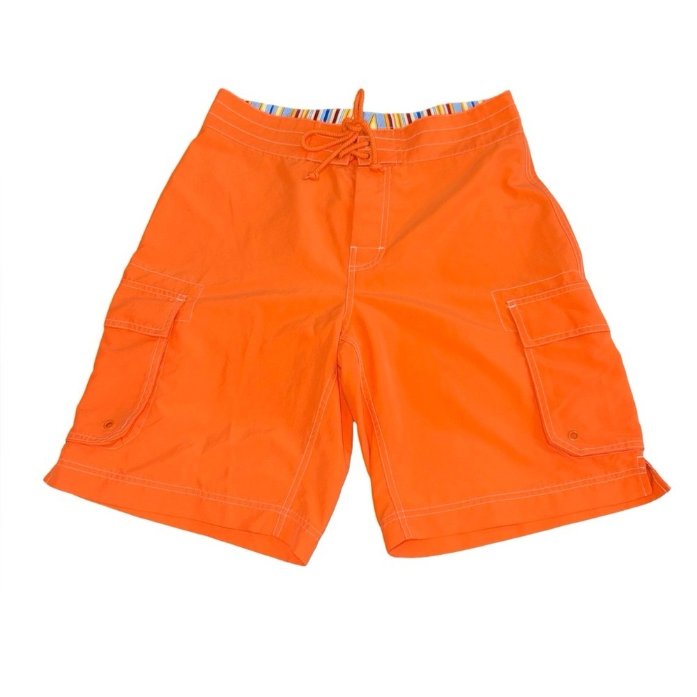 J.Crew Orange Cargo Swim Trunks Men’s Size 32 Board Shorts Beach Summer